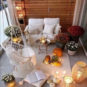 Macramé hanging chair woven boho indoor outdoor